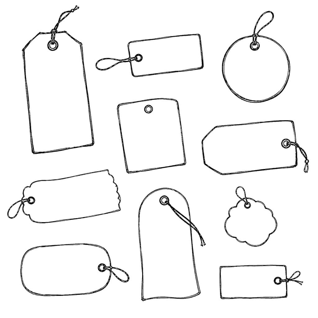 Drawing of paper tags.